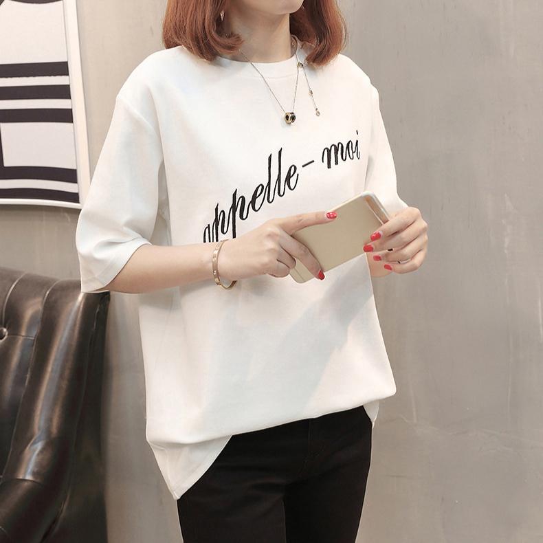 Letnie koreańskie bawełniane T-shirty z krótkim rękawem dla kobiet z haftem z literami Codzienne luźne T-shirty Harajuku Student Y2k Top streetwear