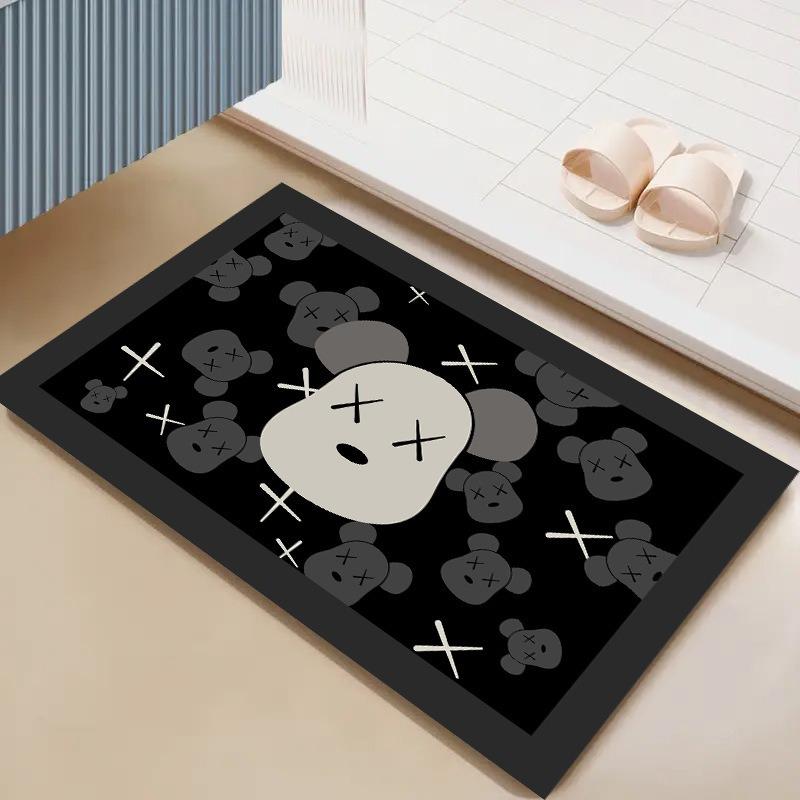 Cartoon Pattern Bathroom Absorbent Floor Mat,Quick Drying Bathroom Door Non Slip Foot Mat,Entrance Door Mat,Rug,Christmas Decor