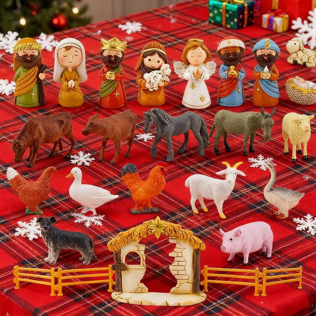 Christmas Advent Nativity Scene Religious Calendar 24 Days Christmas Nativity Scene Set Miniature Nativity Scene Ornament