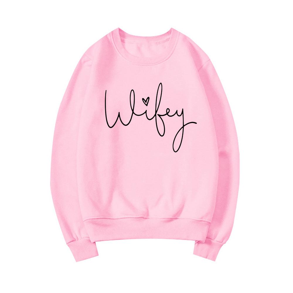 Mikina Wifey Svatba Dárek do sprchy Zásnubní Mikina Top dárek pro nevěstu Ženy Grafické Mikiny Mikiny s dlouhým rukávem a vroubkovaným výstřihem