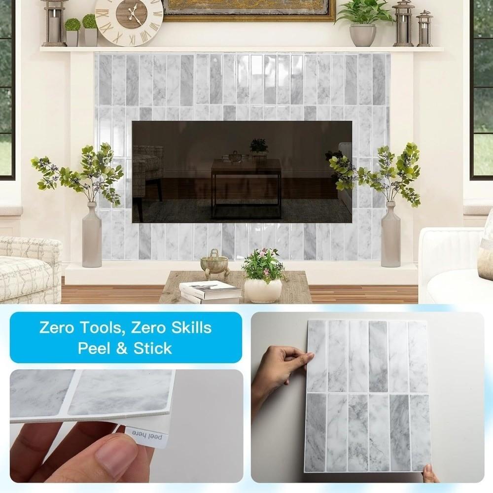 12PCS 2D Print Wall Decal Self Adhesive Cover Sheet Multi Pattern Tile Sticker  Cabinet Refit