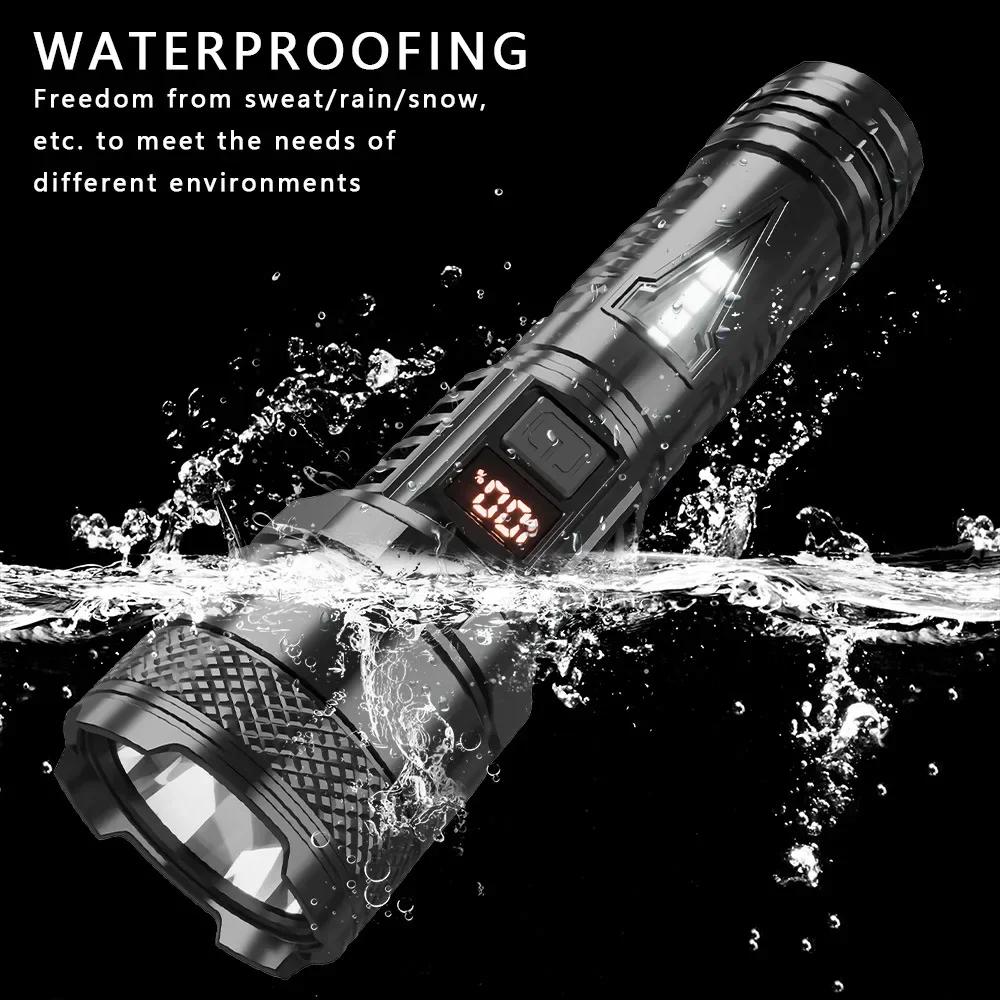 1500W Super Portable Rechargeable Led Lamp Built-in Battery Waterproof High Power Led Flashlight White Laser Outdoor Torch Light