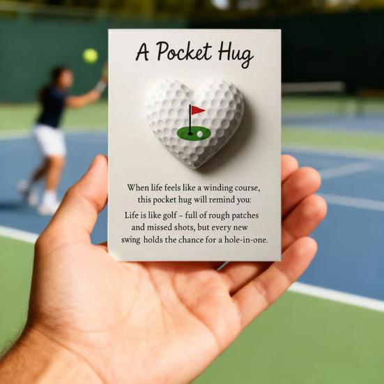 Love Heart Golf Pocket Hug with Positive Card Emotional Support Baseball Tennis Basketball Pocket Token Decoration Inspirational Gift
