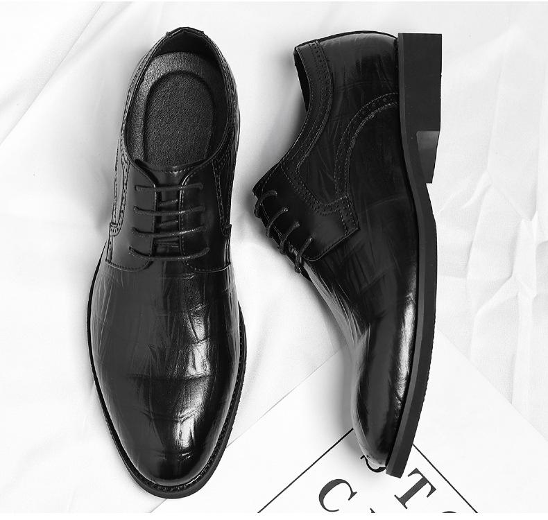 Spring Autumn New Designer Dress Shoes for Men Fashion Casual Lace Wedding Shoes Male Solid Color Cow Leather Shoe Man