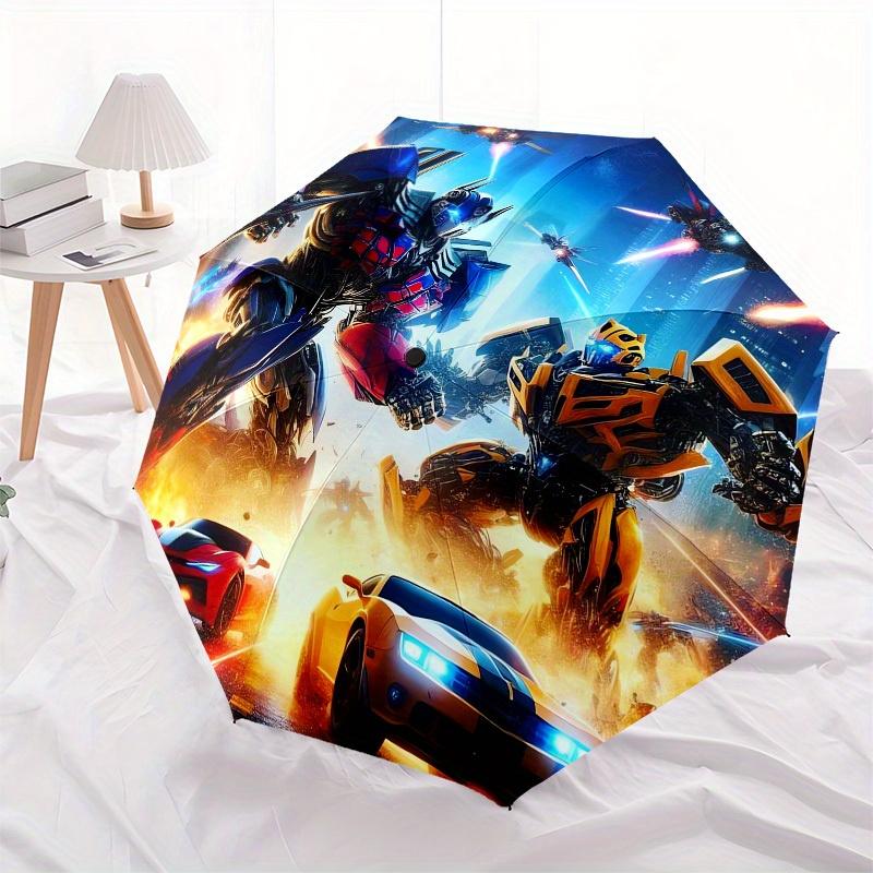 1pc Transformers: Cyberverse Battle Umbrella with Plastic Handle,Suitable for All Seasons Home Travel Outdoor UmbrellaM972