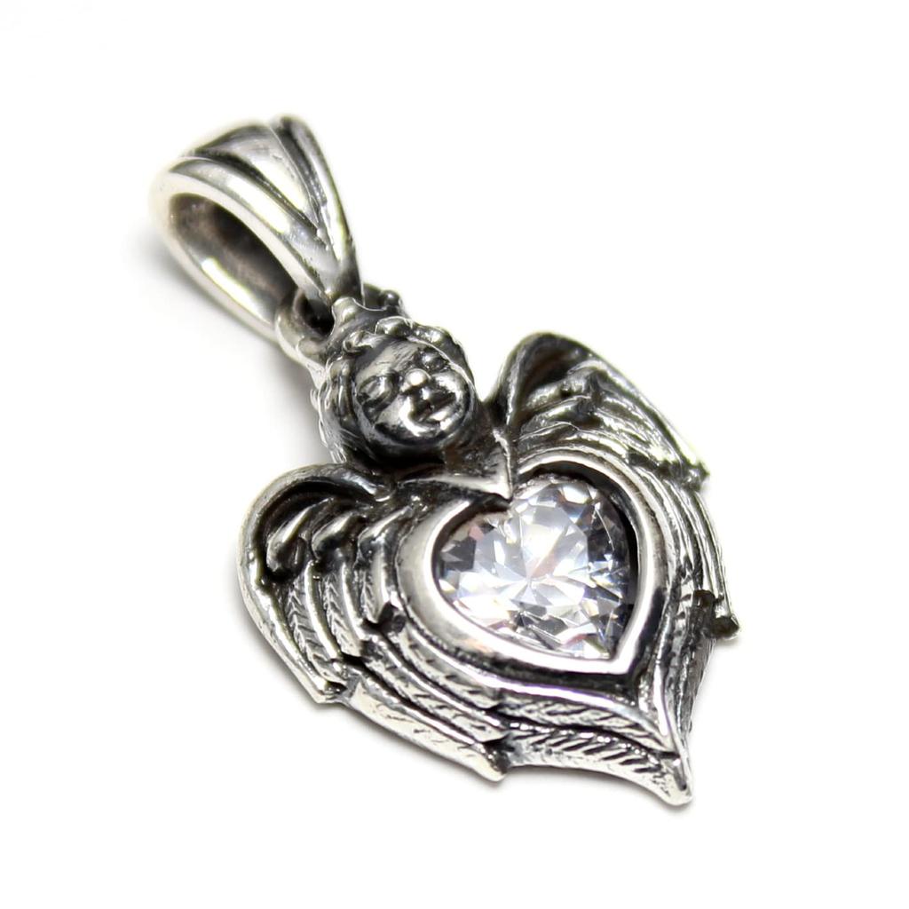 Angel Heart Pendant Top, Silver, for Women and Men