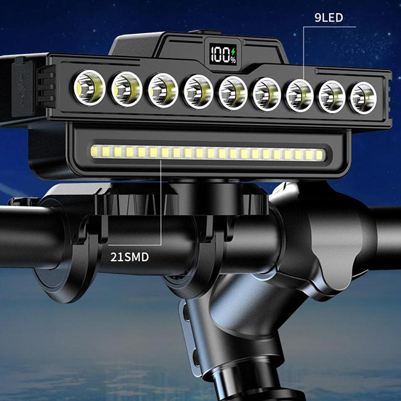 9 LED Bergfahrrad Nachtfahr Ausrüstung Scheinwerfer Mit Hupe Starkes Licht Weitreichend USB Lade Modell Einfach zu Installieren