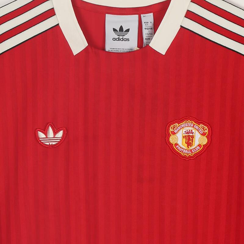 

Adidas Оригинальная полосатая удобная универсальная футболка с коротким рукавом для мужчин, красные JF0386 M