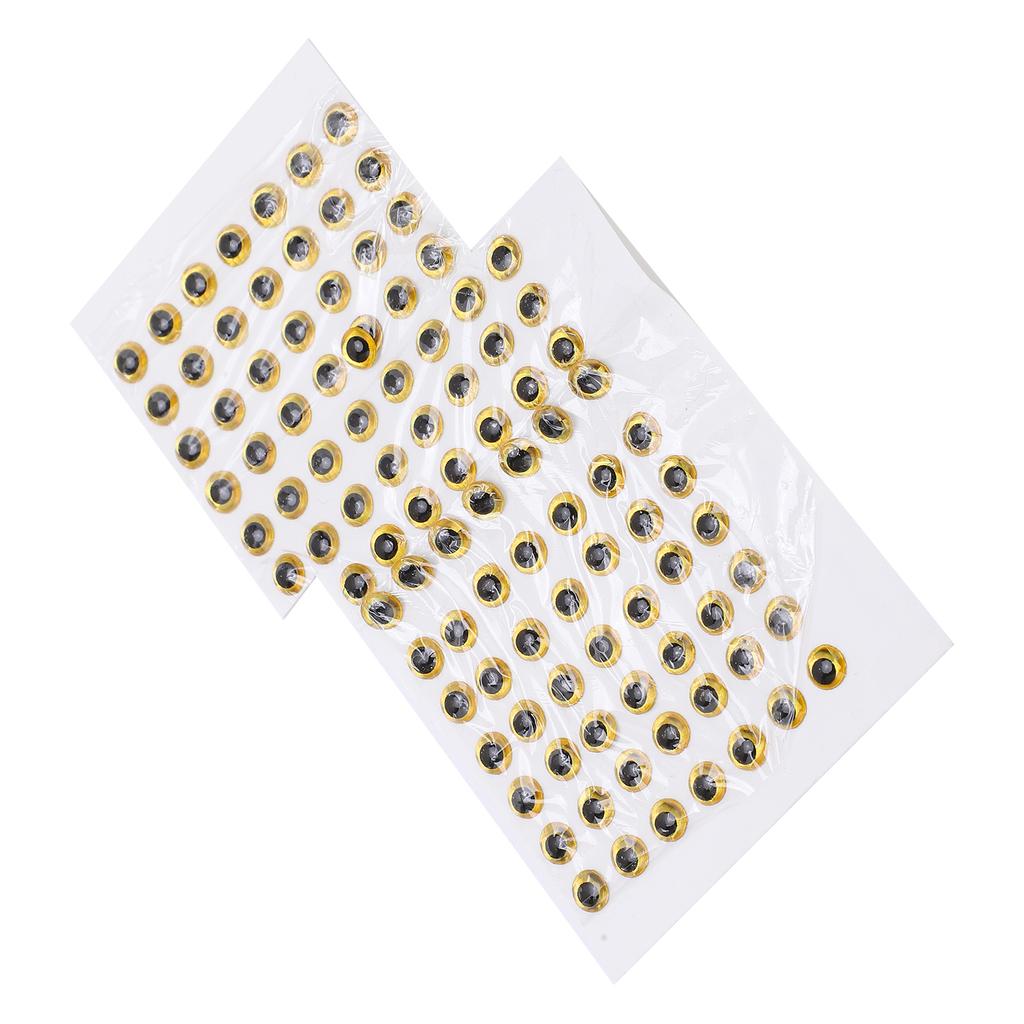 100 ks Oči na rybářské nástrahy Trojrozměrné Lepivé Lehké Odolné Nálepky rybího oka pro výrobu rybářských nástrah(Zlato )