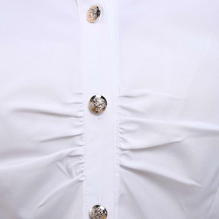 Damen Koreanischer Stil Langarm Chiffon Hemd - Formelle Weiße Bluse für Herbst und Frühling