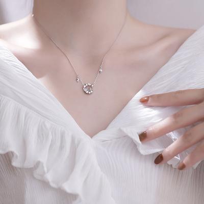 Tide Flash Diamond Cat Necklace Female Simple Student Personality Mori Moon Rabbit Collarbone Chain Cold Wind