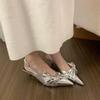 Fashion Women's Shoes Summer Street Style Butterfly-knot Pumps Sexy Pointed Toe Stilettos Woman Shoes Elegant Slingbacks Sandalias Mujer