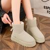 Fashion Faux Suede Platform Snow Boots Women Slip On Warm Thicken Plush Winter Boots Woman Cute Bowk Decor Non Slip Cotton Shoes Female