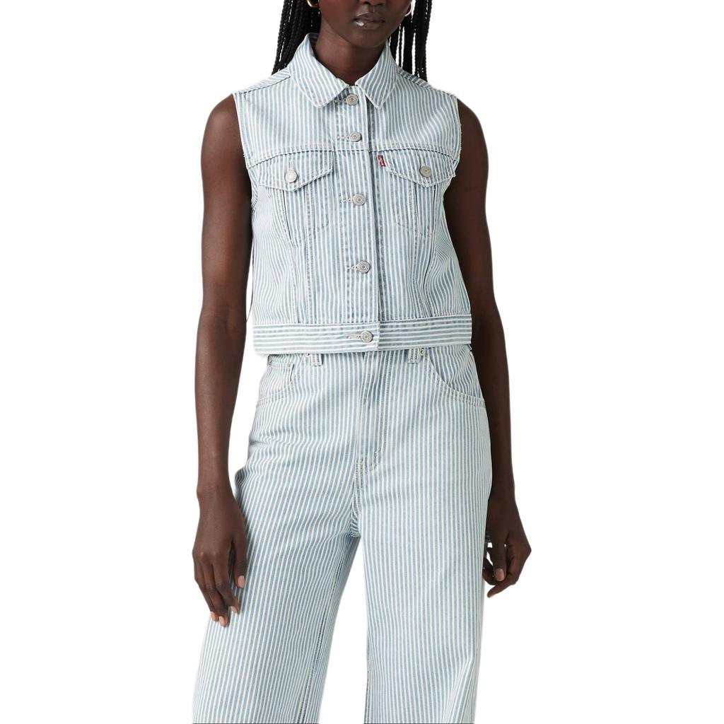 Levis Simple Comfortable Versatile Casual Cotton Vest Women Vests Light-Blue A7437-0007