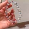 Natural Brazilian aquamarine and white crystal original design bracelet for women, a birthday gift for a best friend