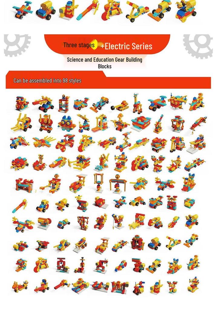 Multifunctional Electric Building Blocks: Mechanical Gears & Science Programming Educational Toy for Kids