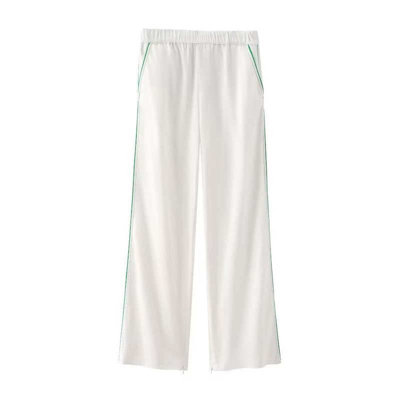 Kaslead New Arrival Women's Clothing Fashion Style Contrast Color Silk Satin Jacket Outwear Pants 2010730 7385418