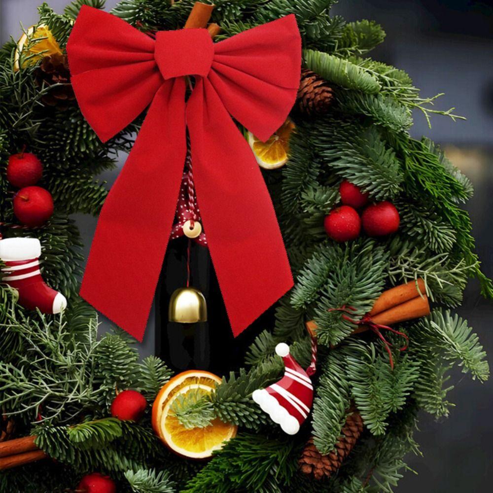 Large Size Christmas Tree Bow DIY Wreath Bow Home Decoration Red Velvet Bow  Wedding
