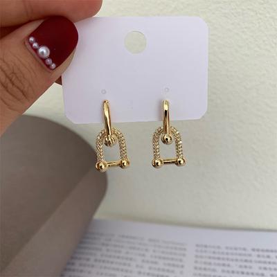 Punk Guld Färg Geometriska Hängande Örhängen för Kvinnor Koreansk Stil Kristall Chunky Örhängen Pendientes Femme Fest Smycken Gåva