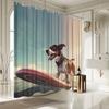 Surfing Dog Shower Curtain - Playful Canine On Surfboard, Durable Fade-Resistant Polyester, Ideal For Bathroom & Bathtub Decor