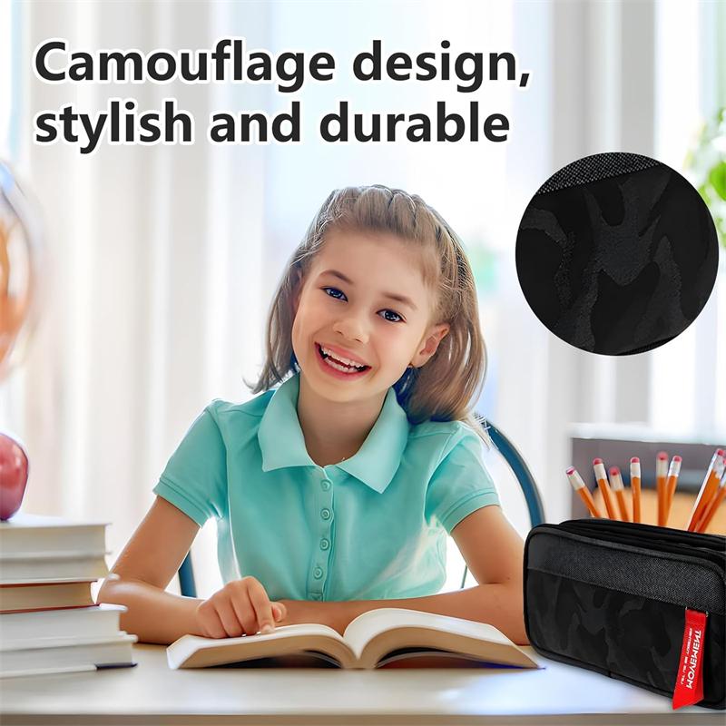 Duża pojemność piórnika dla chłopców i dziewcząt, dwuwarstwowe pudełko z kieszeniami zapinanymi na zamek błyskawiczny