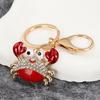 Keychain Pendant Sparkling Rhinestones Inlaid Crab Design Key Holder with Lobster Clasp Lightweight Car Bag Accessory