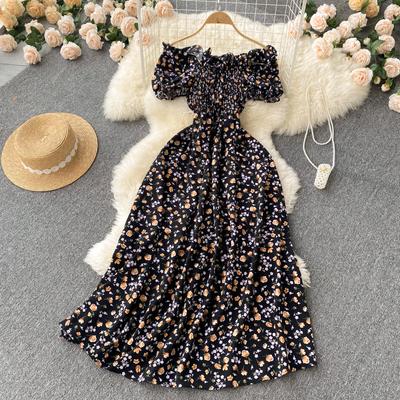 Floral Robe Print Long Dress Ruffle Maxi Sundress Bohemian Women Summer Casual Elegant Strapless Vestidos