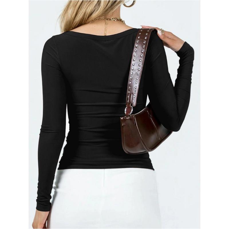 Tops Women's Spring and Summer Y2K Sexy Slim Slim Long Sleeve T-Shirt