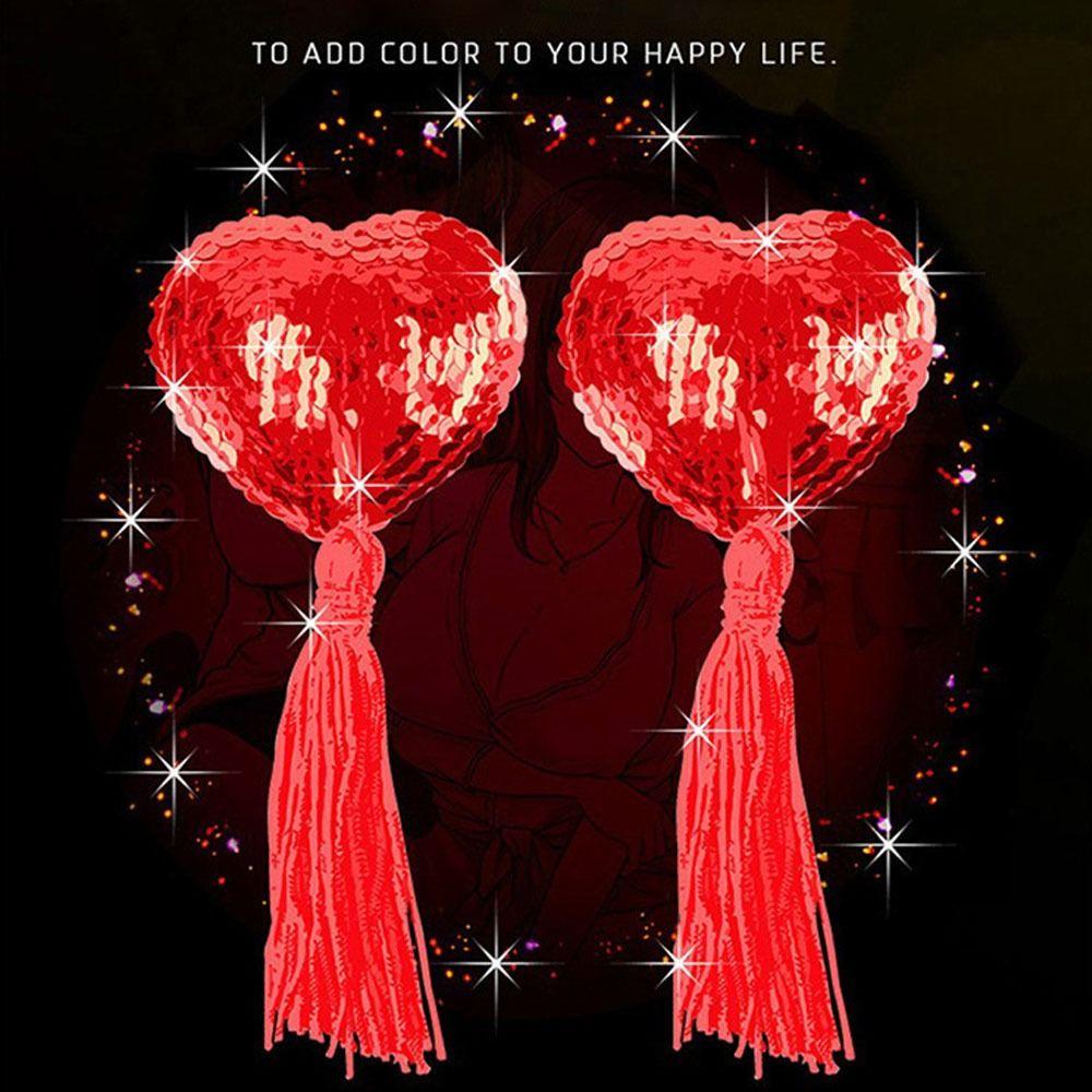 1 Pair Tassel Nipple Covers Breast Bra Womens Silicone Pasties New Heart Shape Bra