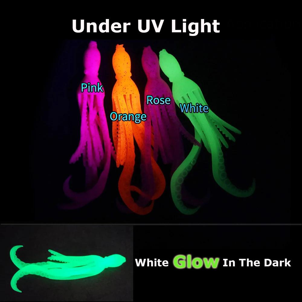 5PCS 10cm/4g Octopus Squid Bait Fluo Saltwater Snapper Fishing Soft Lure TPR Material Kabura Pesca Wobbler Fishing Tackle