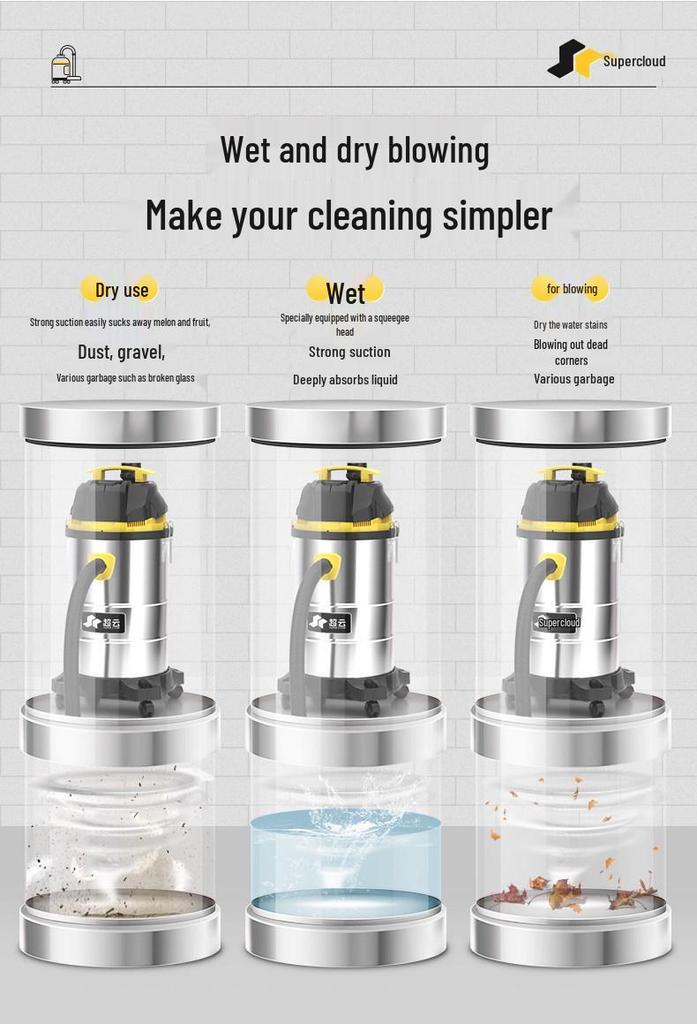 Jieba Super Power Wet & Dry Vacuum Cleaner for Car, Shop, Grout, and Hotel Cleaning