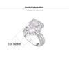 Women Rings Yellow Diamond Ice Cut Wide Rectangle Pink White High Carbon Solitaire Ring