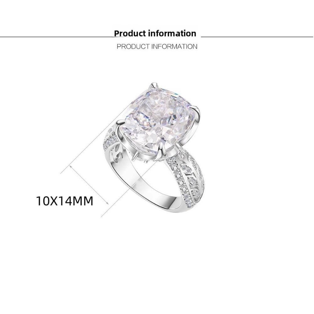Women Rings Yellow Diamond Ice Cut Wide Rectangle Pink White High Carbon Solitaire Ring