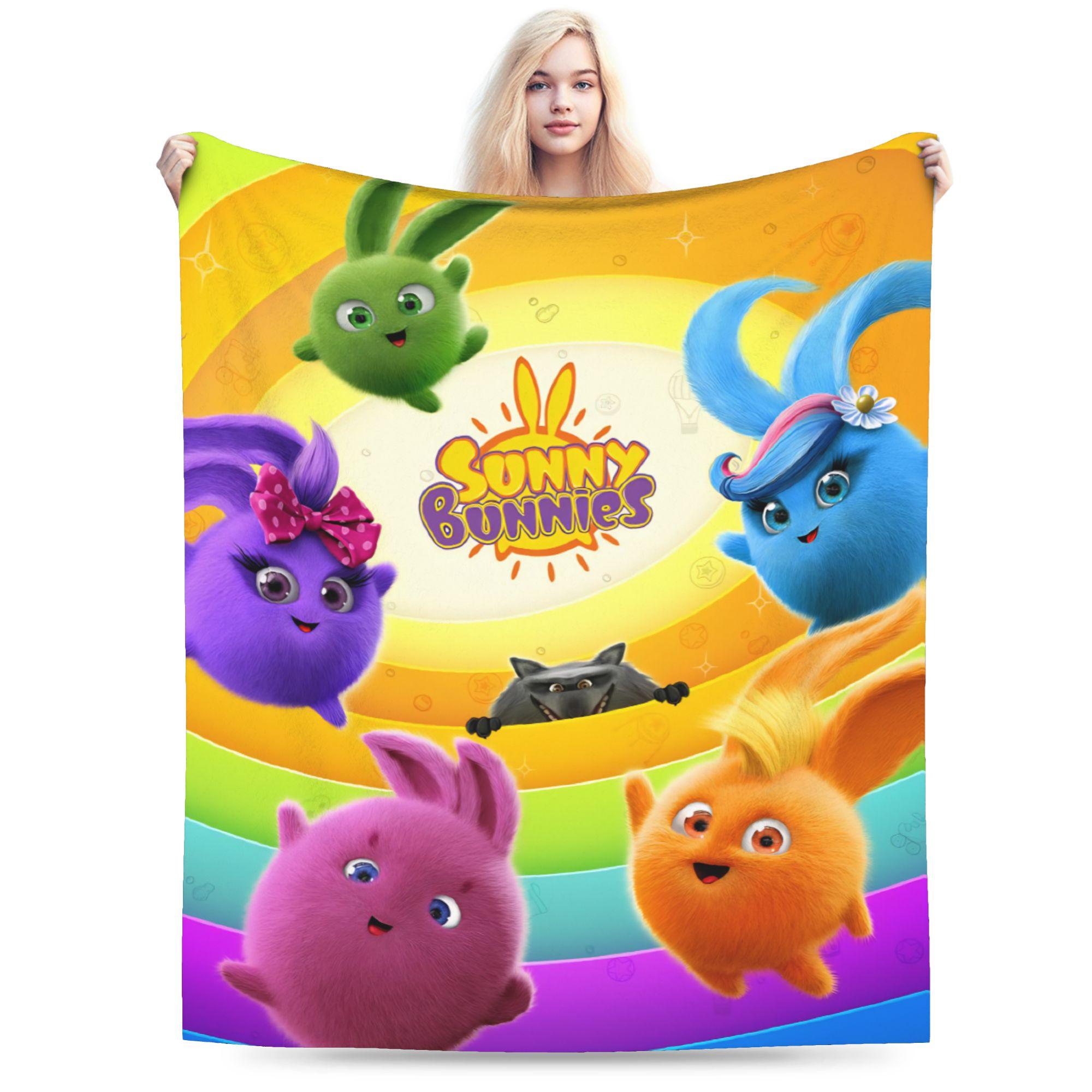 Sunny Bunnies five colourful balls Merch Blanket Soft Flannel Throw Blankets Relax Bedding Throws 75x90cm