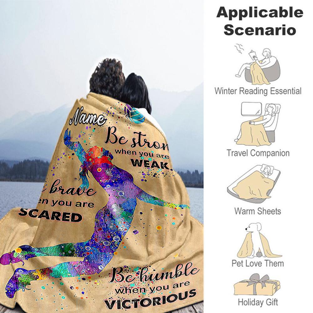 Play Volleyball Personalized Text Blanket Cozy Personalized Blanket Soft Warm Cozy Versatile for Chair Sofa Office Nap for All Occasions