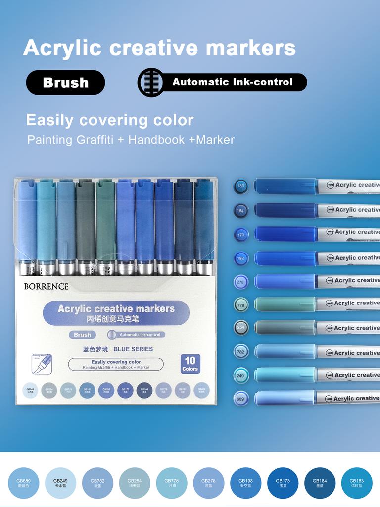 BORRENCE 120 Colors Acrylic Paint Markers Pens Set Large Ink Capacity Soft Head Direct Liquid Graffiti Painting Acrylic Markers