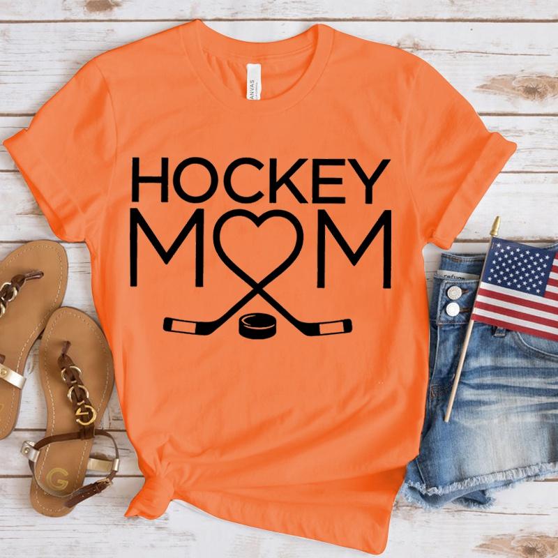 Women Fashion Hockey Mom Print T-Shirts Fashion Casual Short Sleeve Daily Outdoor Shirt Tops Mother's Day Gift