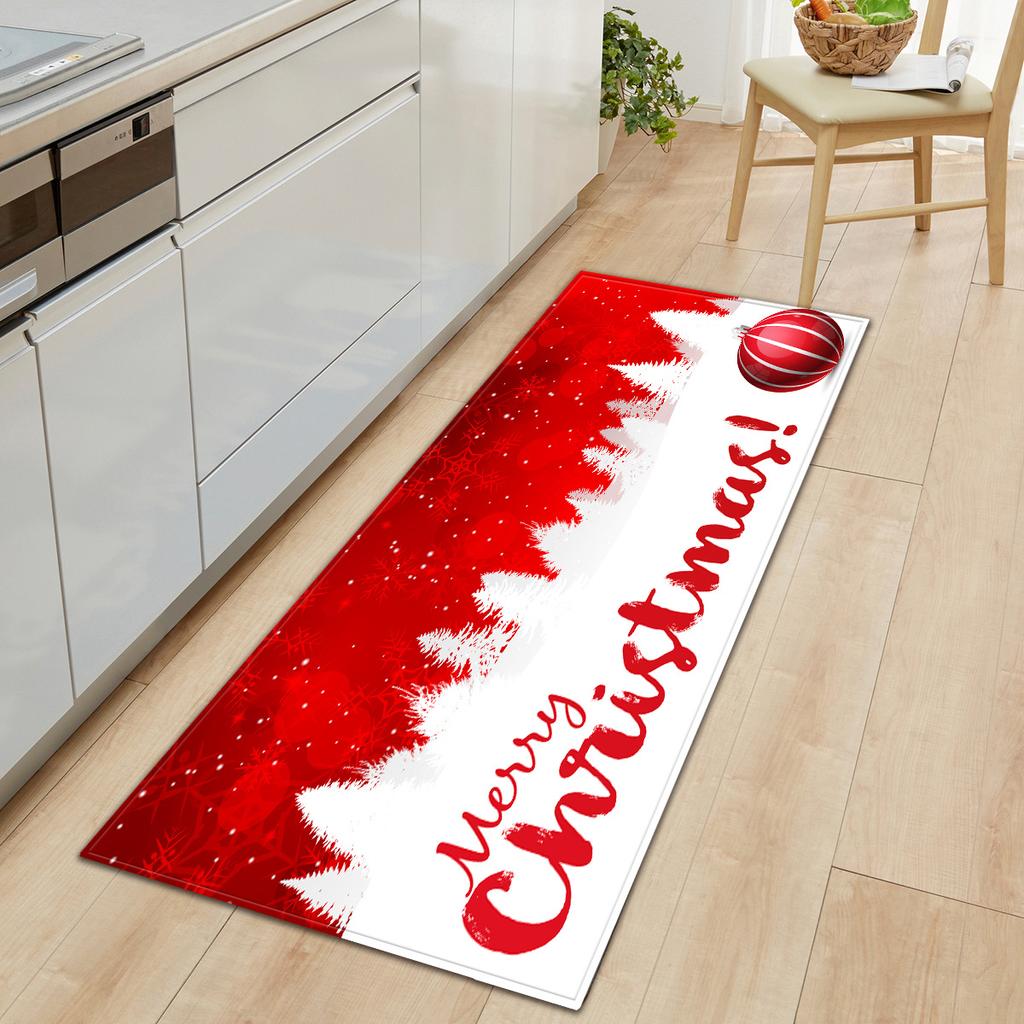 Merry Christmas Kitchen Mat Soft Thickened Kitchen Floor Mat Waterproof Non-slip Oil-proof Floor Mat Runner Rug