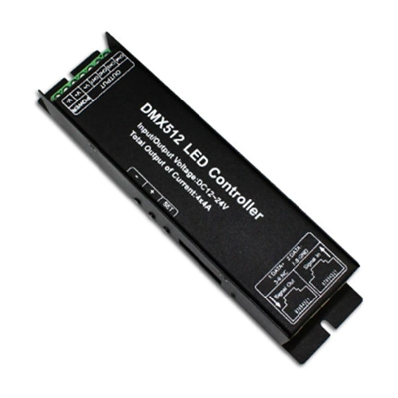 ABNR LED DMX512 4CH Digital Display Decoder Dimming Driver LED DMX512 Decoder For RGBW Strip Light DC12-24V 4A/CH