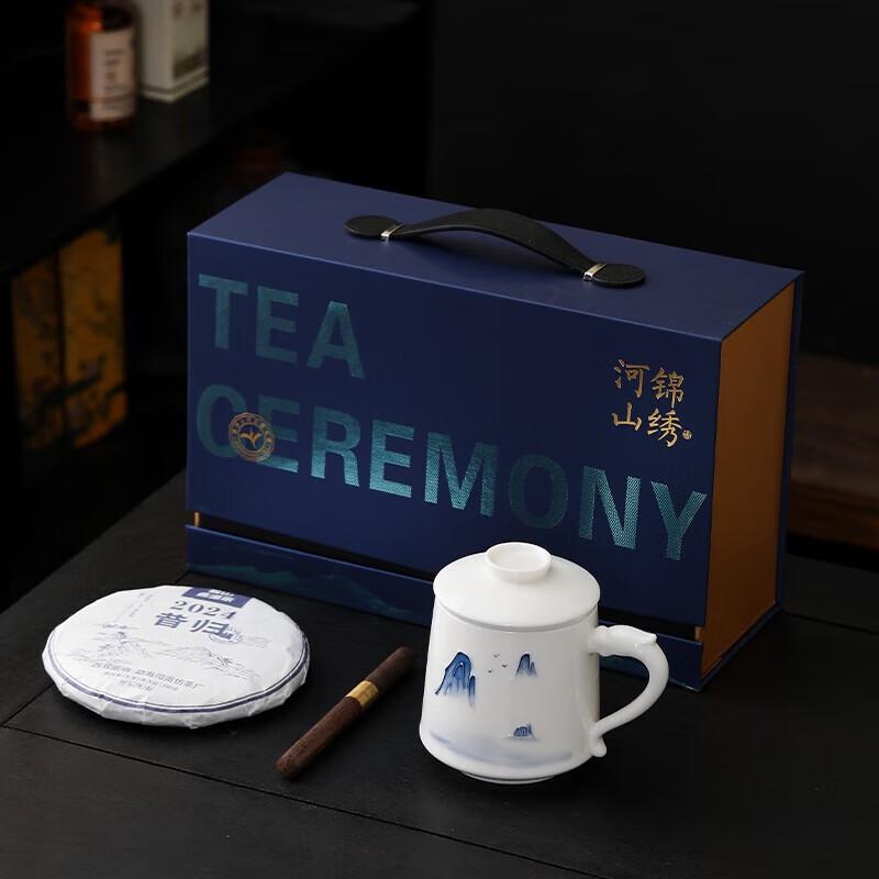 Jingxiuheshanhui Hand-painted One-Person Suet Jade Tea Set