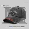 Unisex M Letter Embroidery Wash Baseball Caps Outdoor Adjustable Spring and Autumn Casual Sunscreen Hat