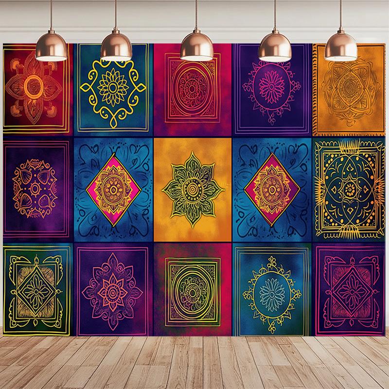 

Vibrant Geometric Pattern Tapestry Abstract Art Wall Hanging for Modern HomeDecor Meditation Space Yoga Studio SpiritualAmbiance 74x94cm(29x37in)