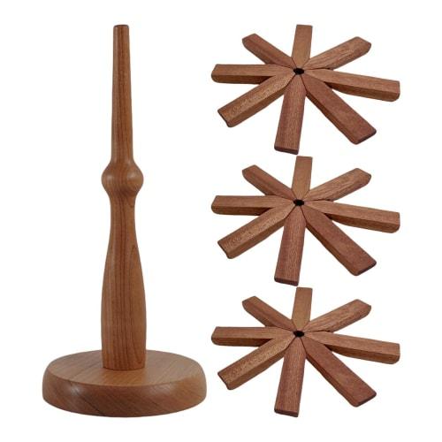 Wooden Trivet for Hot Dishes, Foldable Wooden Tree Trivet, Handmade Tree-shaped Trivet Set with Stand, Reusable Heat-resistant Coasters for Home Kitch
