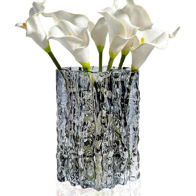 Aoderun Glass Vase Crystal Vase Heavy Duty Large Flower Vase for Dining Table Kitchen Office Home Shelf Wedding Living Room Centerpieces(Clear)