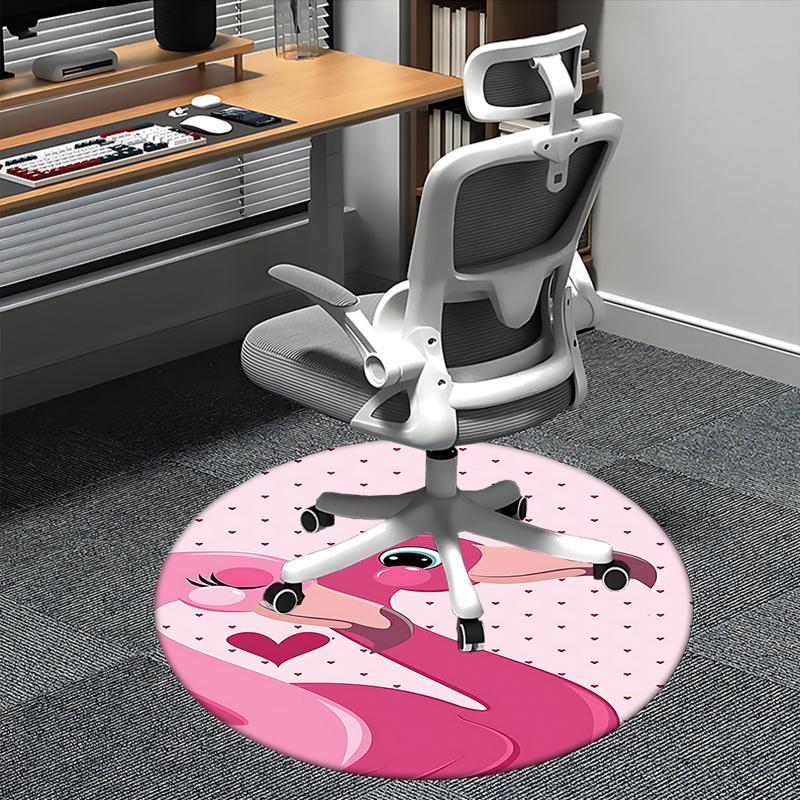 Pink Flamingo Chair Mat Round Carpet for Home Decor, Office Use, Living Room, Bedroom, Gift Idea0116b