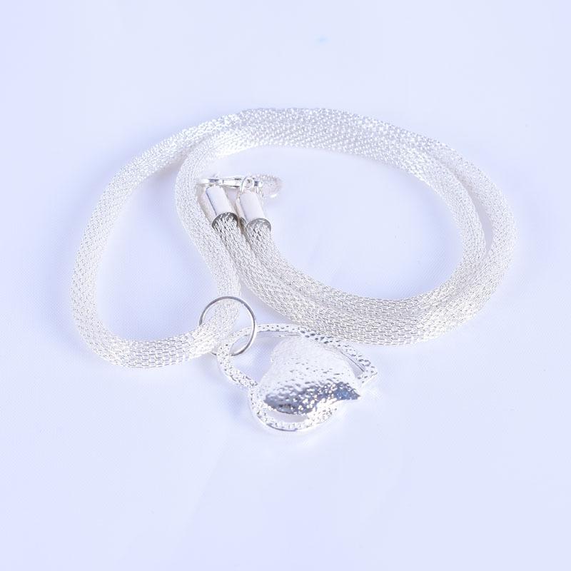 Sterling Silver Gorgeous Charm  Charm Heart Wedding Lady Love Necklace Noble Luxury 18 Inches Silver Jewelry