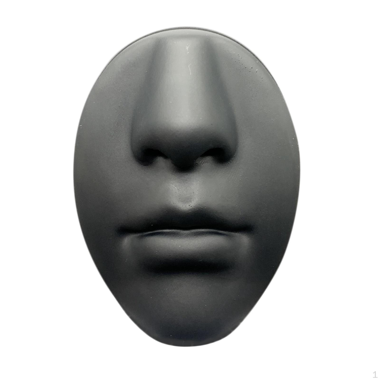 

Silicone Face Model Acrylic Stand Portable Soft for Piercing Practice Nose Black