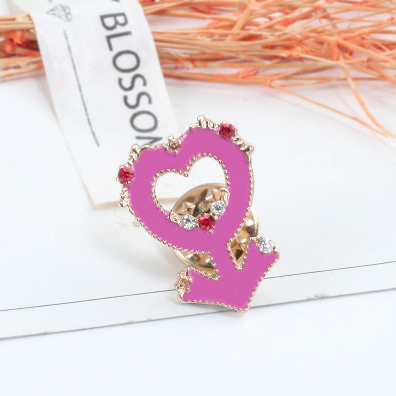 Cute Pink Series Brooch for Girl Cartoon Sweet Love Arrow Enamel Pins Princess Castle Bow Badge Bag Shirt Lapel Pin Jewelry Gift