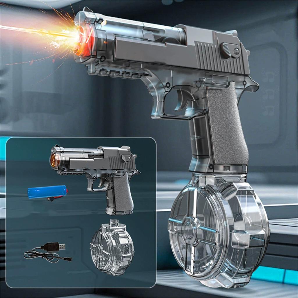 Electric Water Gun Toy for Kids and Adults Summer Outdoor Pool Beach Backyard Water Fight Game Essential Water Blaster with Drum Magazine