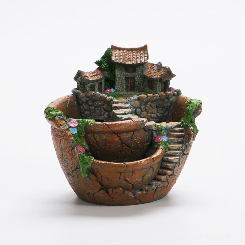 Mini Garden Planter Set Resin Decorative Pot Indoor Outdoor Micro Landscape DIY Home Office Desk Decor